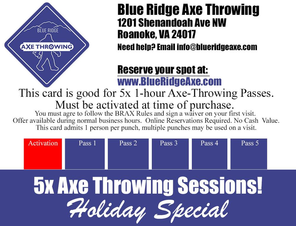  5 Visit Axe- Throwing Punch Card