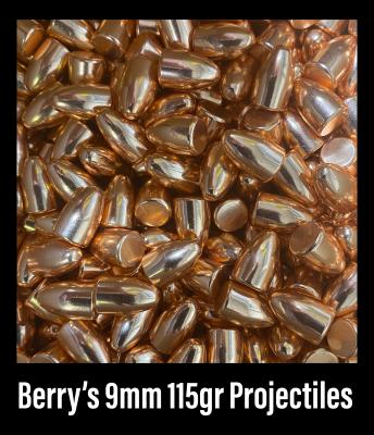 BERRYS 1000CT 9MM 115GR RN PROJECTILES ONLY